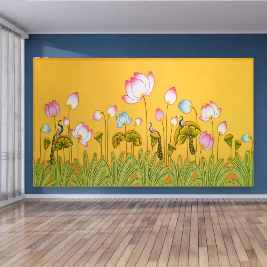 Lotus with Peacock Backdrop, Wedding Decoration, Pooja Backdrop Decoration, Indian Backdrop, Indian Decorations,housewarming Decor, Traditional Backdrop, Pooja Decoration {5}