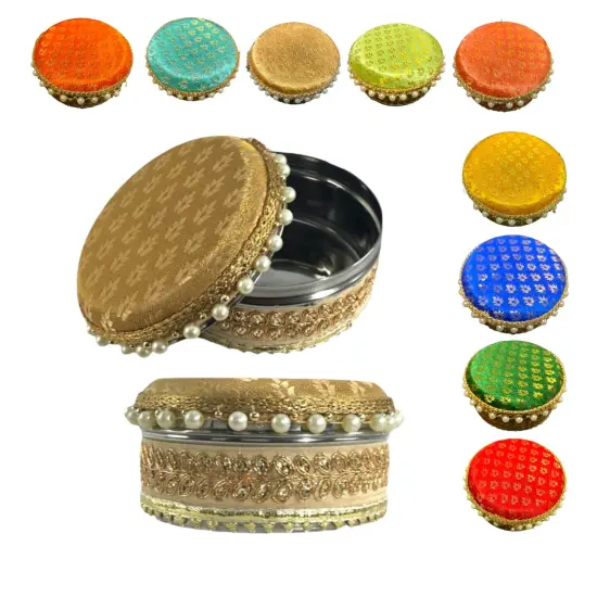 4 Ct Steel Ladoo Box 250 Grams Festival Special Stainless Steel Sweets Gift Box Perfect for Holi Diwali Rakhi Housewarmings Mithaai Desert Box Orange {6}