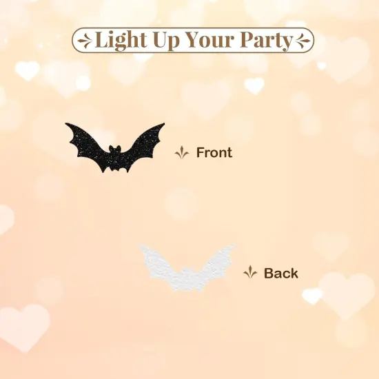 120pcs Bat Confetti, Bat Shaped Paper Scatter, Black&Gold Glitter {3}