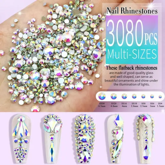 3200PCS Flatback Rhinestones - 12 Styles (Crystal AB) {3}