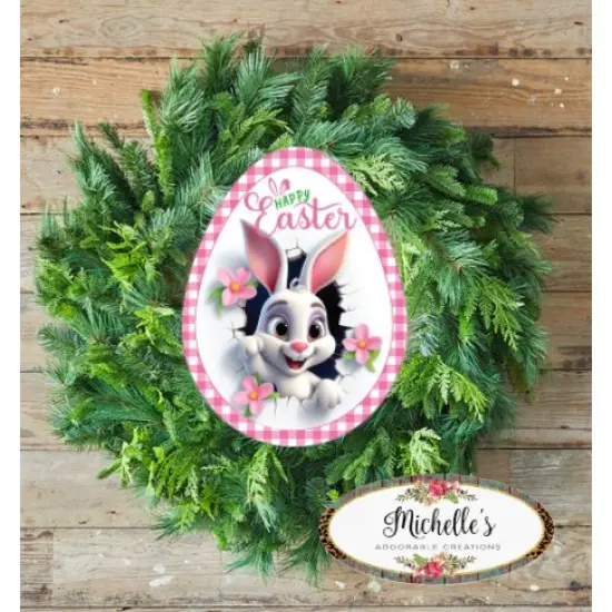 12in Waterproof Sign: Happy Easter Bunny Egg {2}