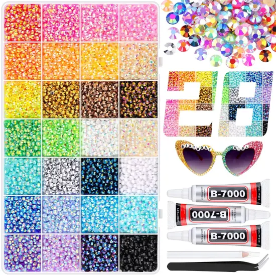13000Pcs 4mm Flatback Resin Rhinestones with 3Pcs B7000 Jewelry Glue {1}