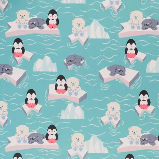 Mook Fabrics Buddies Printed PUL Fabric [60 in. Wide] - By The Yard Polar Buddies Ocean {1}