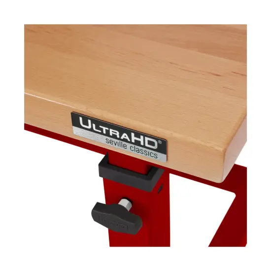 Seville Classics UltraHD Height Adjustable Workbench, 48" W x 24" D x 28.5" to 42" H Red {3}