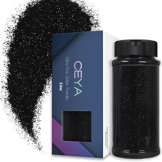 3.8oz/ 110g Ultra Fine Glitter Powder Black Glitter 1/128&rdquo; 0.008&rdquo; 0.2mm {1}