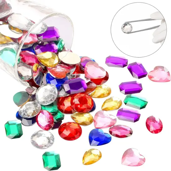 1" Assorted Flat Back Heart Shaped Rhinestones - Multicolored (120PCS) {4}