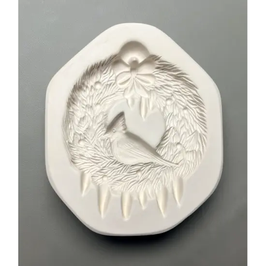 6" x 5" x 1.25" Wreath Ornament Glass Fusing Frit Mold {2}