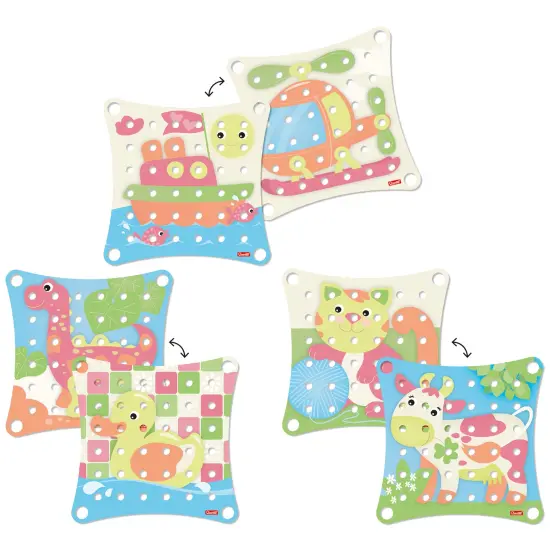 Quercetti: PlayEco+ Jumbo Peggy Evo - Pegs Stacking & Color Matching Toy, Illustrated Cards & Linking Boards, Animal & Vehicle Scenes, Toddler-Kid 2+ {4}