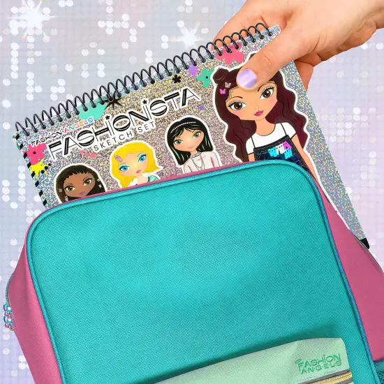 Fashion Angels: Sketch Portfolio Set - Fashionista - Fashion Outfit Design Pad, 4 Stencil Sheets, 100+ Holographic Foil Stickers, Girls-Tweens-Kids 6+ {7}