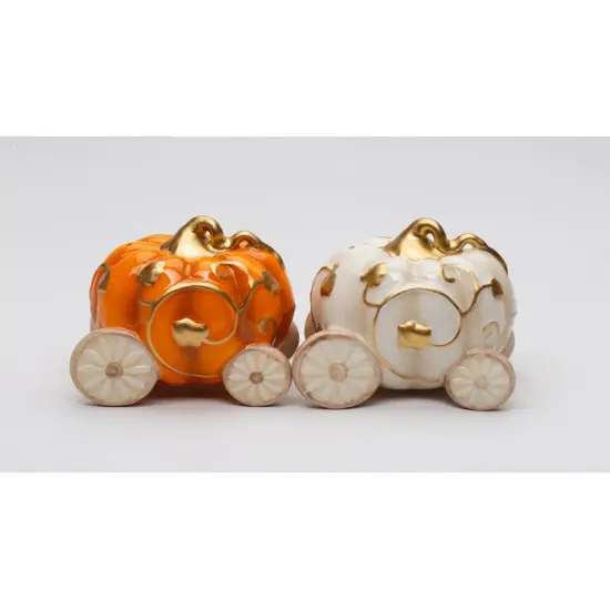 Ceramic Pumpkin Carriage Salt and Pepper Shakers, Fall Decor, Kitchen Decor, Gift for Her {2}