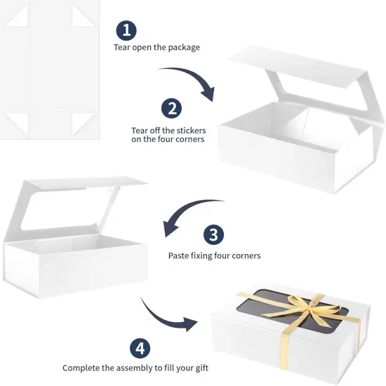 White Large Gift Box with Window, 13.5"x9"x4.3" Bridesmaid Box for Gift Giving,Birthday Gift Box with Magnetic,Closure Lid Gift Box for Presents {4}