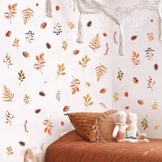 Vintage Leaves Wall Decals - Orange&Green {1}