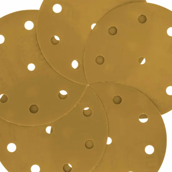 1000 Grit - 5" Gold DA Sanding Discs - 9-Hole Pattern Hook and Loop - Box of 50 {3}