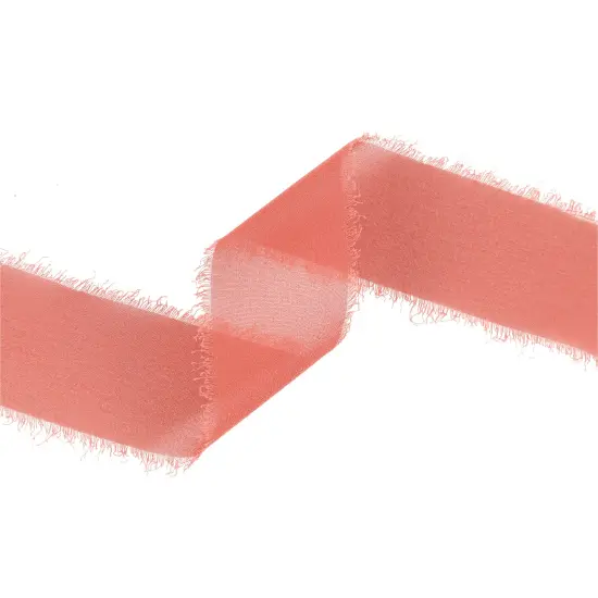 LaRibbons 1 1/2" Frayed Edge Chiffon Ribbon | 10 Yard Roll Salmon {3}