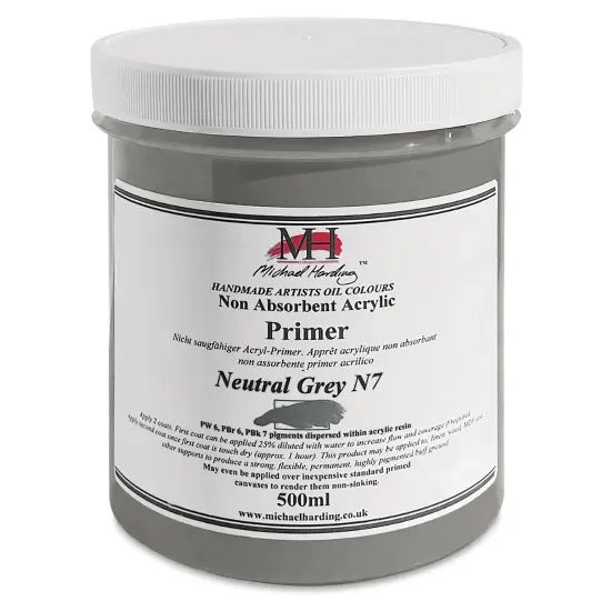 Michael Harding Non-Absorbent Acrylic Primer - Neutral Grey N7, 500 ml, Jar {1}