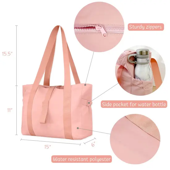 Wrapables Sporty Yoga Tote Bag, Gym, Work, Overnight and Travel Bag, Pink {2}