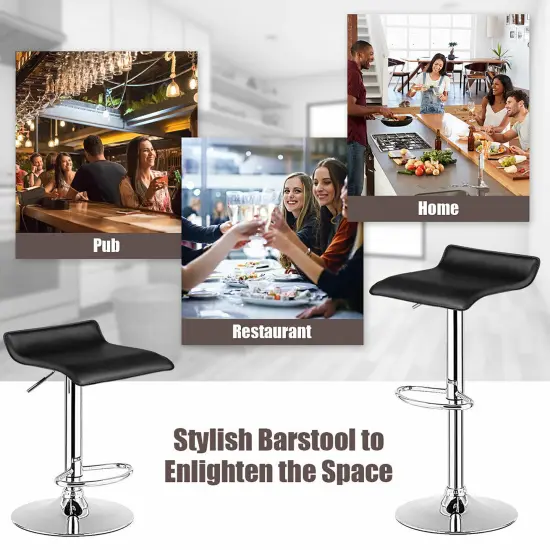 Costway Set of 2 Swivel Bar Stool Adjustable PU Leather Backless Dining Chair White/Black/Coffee {5}
