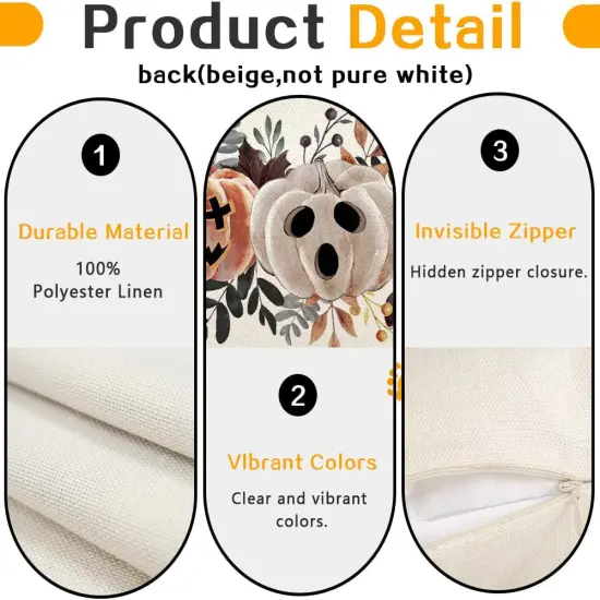 Halloween Pumpkin Throw Pillow Covers 12x20 Inch for Outside {3}