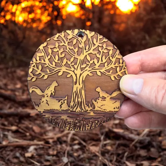 Two Squirrels and Tree of Life - Cedar Ornament {4}