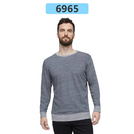 LAT® Harborside Melange French Terry Crewneck with Elbow Patches CARIBBEAN MLANGE {3}