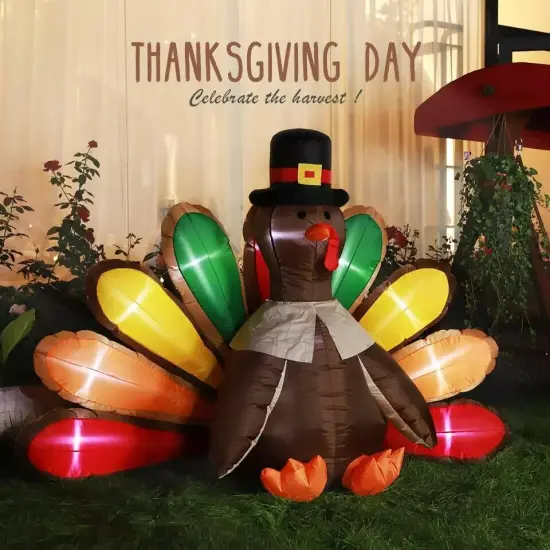 5ft Inflatable Turkey LED Lighted Airblown Thanksgiving Outdoor Yard Decoration {2}