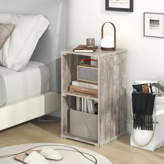 2-Cube Storage Shelf with Open Back and 3-Tier Shelf Light brown {6}