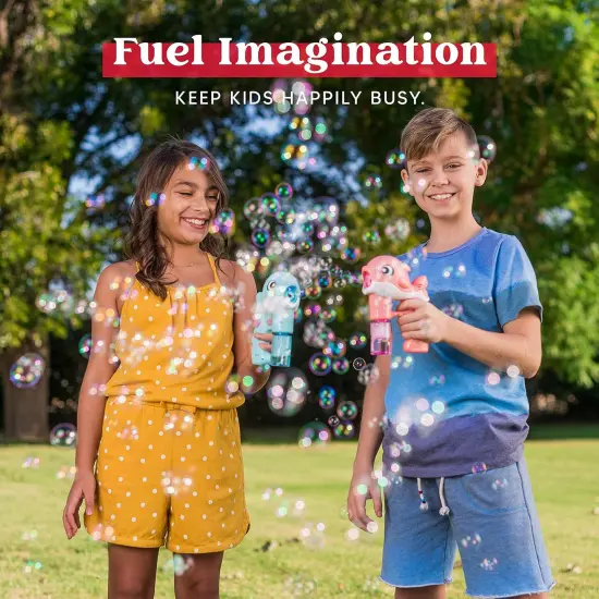 2 Bubble Guns Kit, Whale Automatic Bubble Maker Blower Machine with 4 Solutions for Kids, Summer Toy, Birthday, Outdoor & Indoor Activity, Easter, Valentine Party Favors {5}