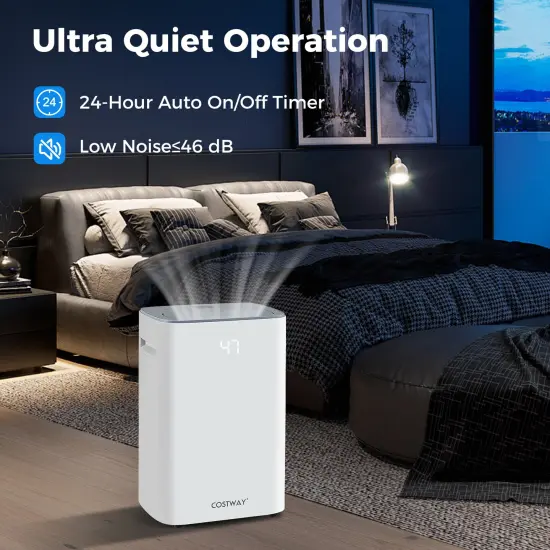 Dehumidifier with Auto Drain or Manual Drainage for Home Basement-White {2}