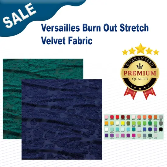 Versailles Burn Out Stretch Velvet Fabric Navy {2}