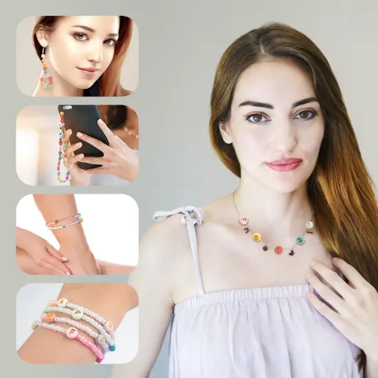 SUTOUG 1000PCS Colourful Letter Beads for Threading, 4 x 7 MM, A-Z White Letter Beads and Colourful Heart Beads, Acrylic Round Beads for Jewellery DIY Making Crafts Bracelets Necklaces Ornaments-Gold {6}