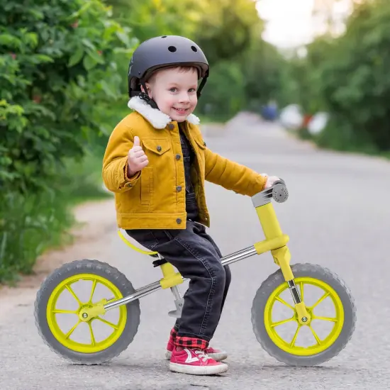 Metal 12 Inch Balance Bike with Adjustable Seat and Rotatable Handlebar Green {2}