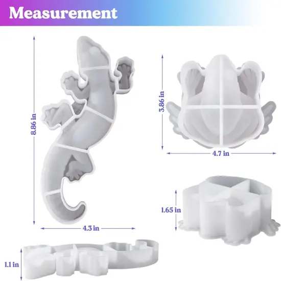 LET'S RESIN Resin Molds Silicone, 2 Pcs Animal Epoxy Resin molds with Realistic Frog and Lizard Shapes, 3D Lifelike Silicone Molds for Epoxy Resin, Wall Desktop, Cabinets Decor {2}