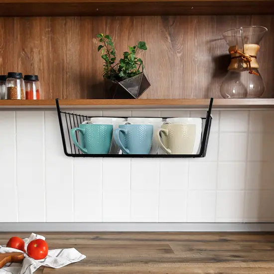 4pcs Stackable Shelf Hanging Basket Organizer, Black {6}