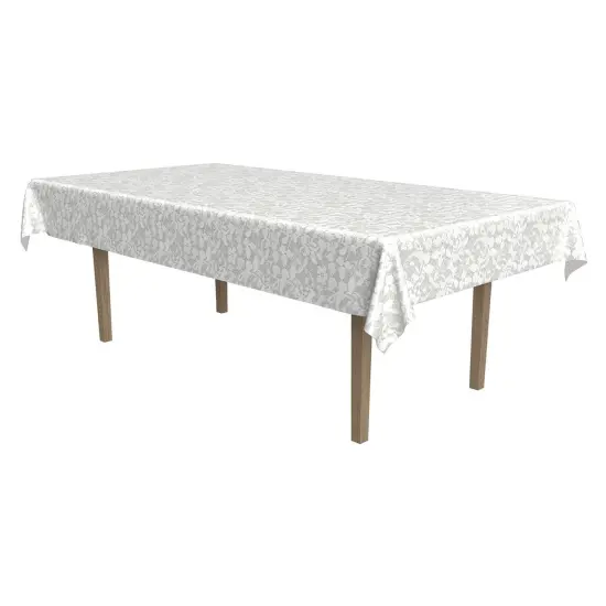 12 Pack Bulk Plastic Lace Rectangular Tablecover {1}
