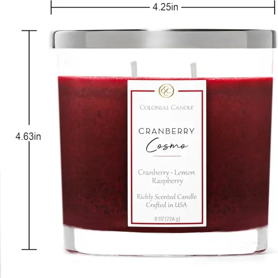 Cranberry Cosmo Scented Candle Jar, Highly Fragranced Candles for Home Scented, Mottled Wax Candle, 2 Wick, 8 oz - Made in The USA {4}