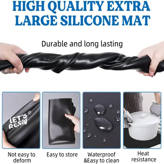 LET'S RESIN Extra Large Silicone Mat for Crafts,36''x24''Nonstick &Nonskid Heat-Resistant Silicone Crafts Mat, Easy Clean&Store Multipurpose Silicone Mat for Resin, DIY Art Crafts,Paint, Clay {3}
