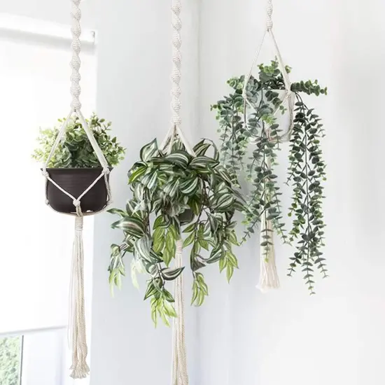 3 set Macrame Plant Hangers or Indoor Outdoor Plants, Cotton Rope Hanging Planter Basket Hanging Plant Flower Pots f Home Decorations {4}