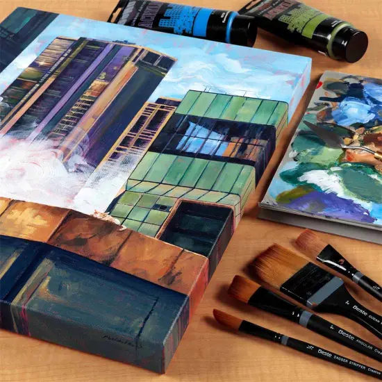 Mimik Recycled Stretched Canvas -Single Canvas - Made from Recycled PET Plastic Bottles - Durable Archival Weave - Triple Acrylic Primed Painting Canvases - 400gsm, 1-1/2 in Deep Pine Stretchers {4}