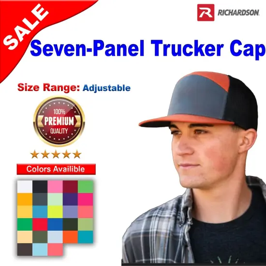 Richardson&reg; Seven Panel Trucker Cap H Grey/ Black {2}