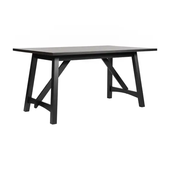 Merrick Lane Carroll Wooden Dining Table with Trestle Style Base Black Matte {2}