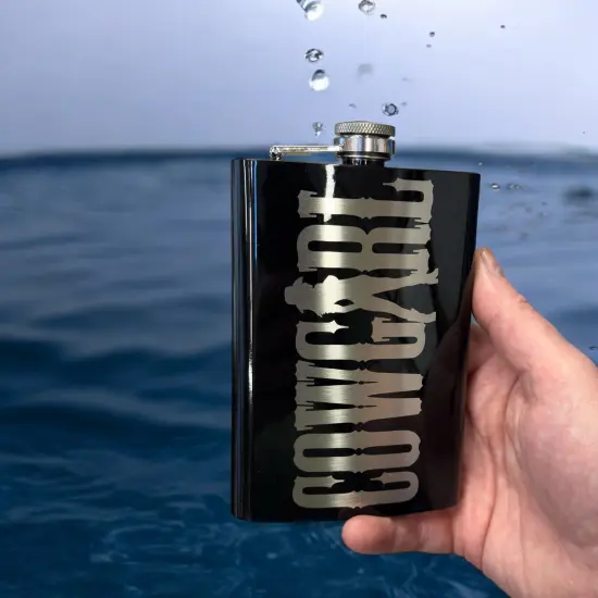 8oz Black Cowgirl Flask {6}