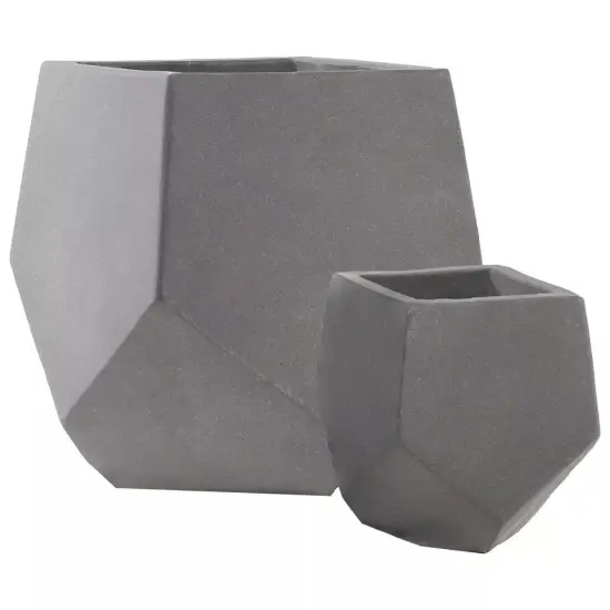 2-Piece Square-Top Cement Planters - Moondust {4}