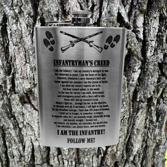 8oz Infantrymans Creed Stainless Steel Flask {4}