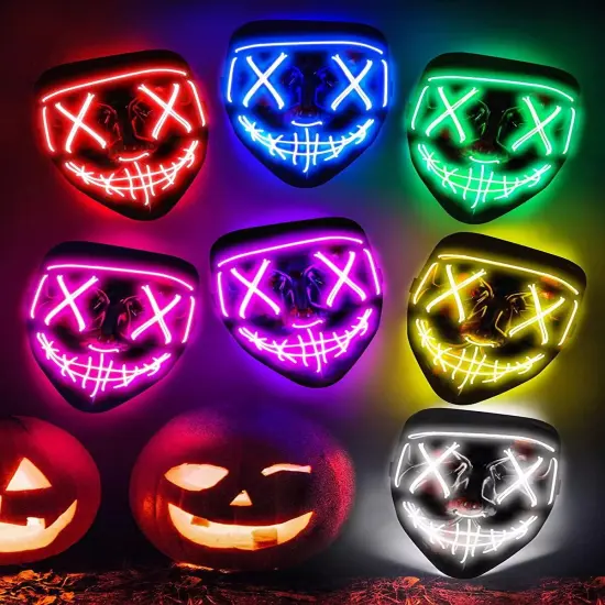 Kitcheniva Halloween Purge Rave Party Light Up Stitches Scary LED Mask White {4}