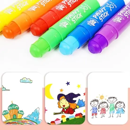 Paint Sticks, 6 Classic Colors, Washable, Non- Toxic, Tempera Paint Sticks for Kids and Student {6}