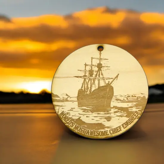 Ornament - World's Most Awesome Chief Engineer Raw Wood {3}