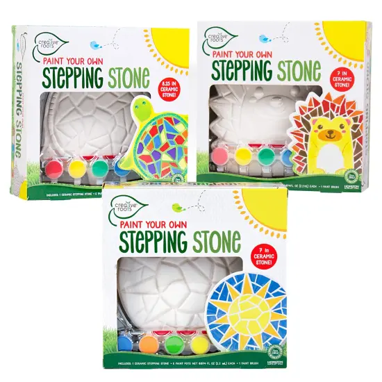 Mosaic Turtle, Hedgehog, & Sun Stepping Stone, Includes 3-Pack 7-Inch Ceramic Stepping Stone & 6 Vibrant Paints, Paint Your Own & DIY Stepping Stone for Kids Ages 8+ {2}