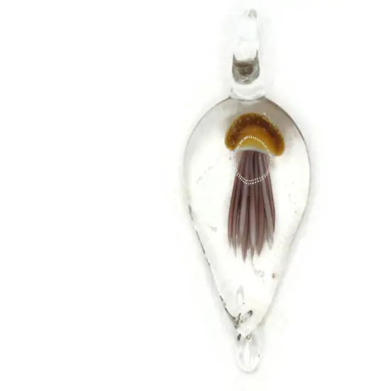 Brown Luminescent Jellyfish Glass Teardrop Pendant {1}
