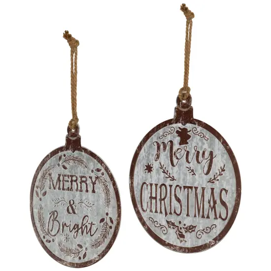 Northlight Merry Christmas and Merry and Bright Wall Signs - 14" - Gray and Brown - Set of 2 {5}
