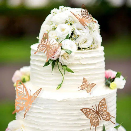 3D Butterfly Wall Decor 48 Pcs 4 Styles 3 Sizes - Gold Butterfly Decorations - Butterfly Birthday Decorations - Butterfly Party Decorations Balloon Cake Decoration - Removable Stickers for Kid Bedroom {5}